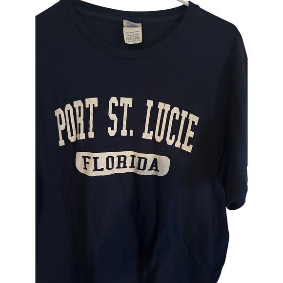 Port St. Lucie Florida on Delta Proweight tag blue and white tshirt size L - Picture 6 of 6
